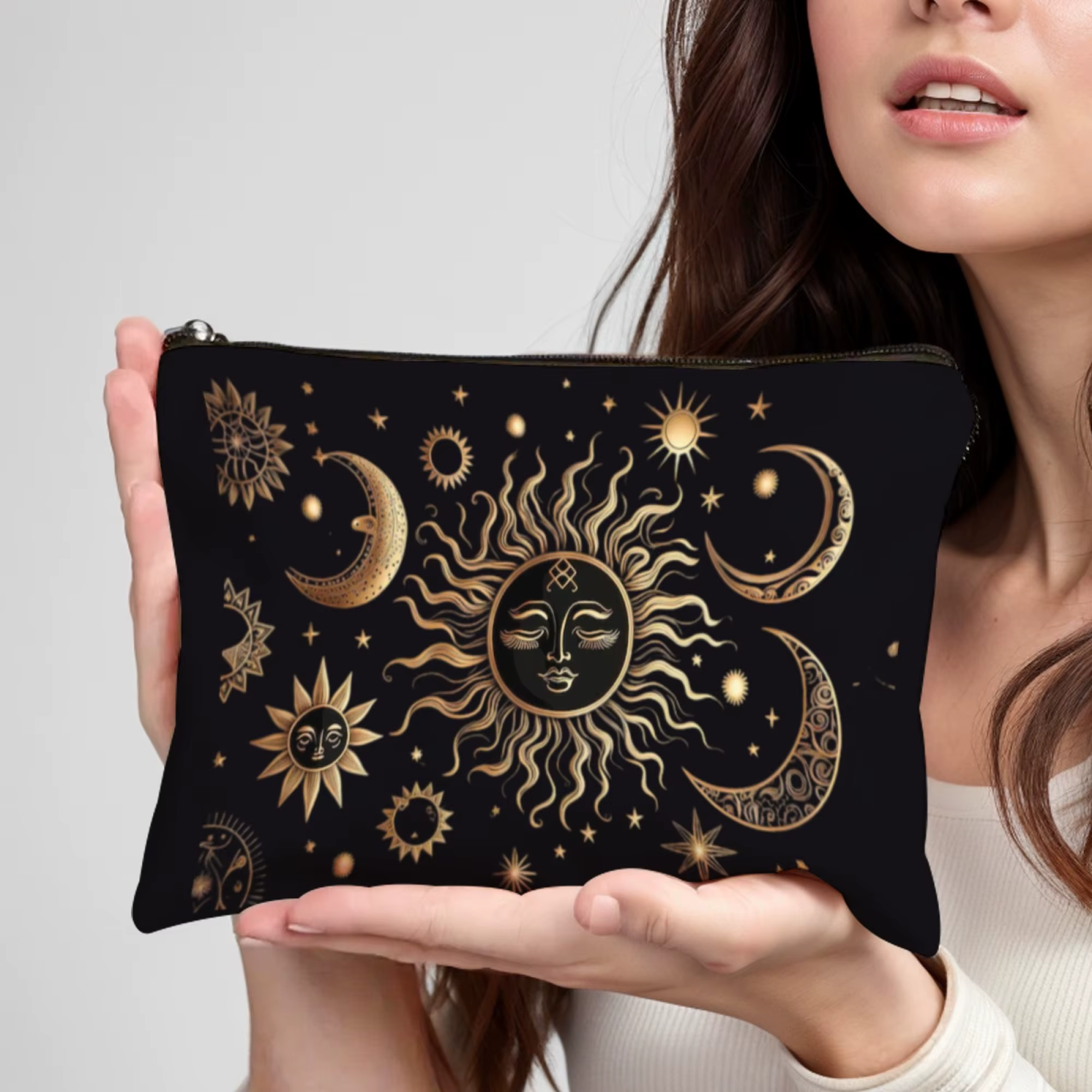 Sac à cosmétiques magique soleil-lune-étoile ambiance mystique exotique cadeau idéal pour les amateurs de thème