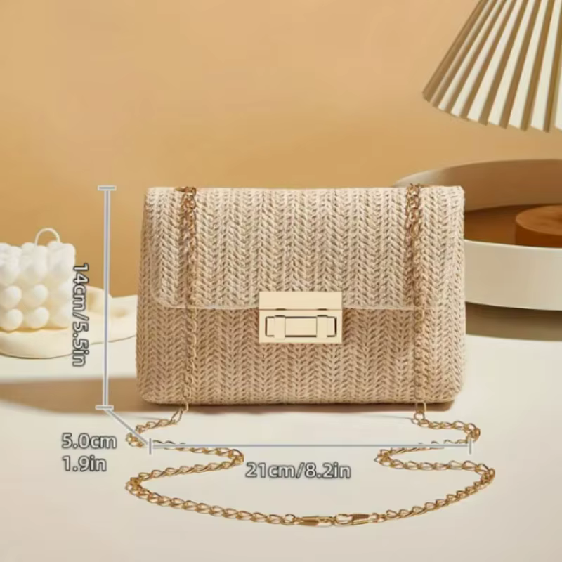 Sac à main pour femme en paille tressée de style rétro tendance