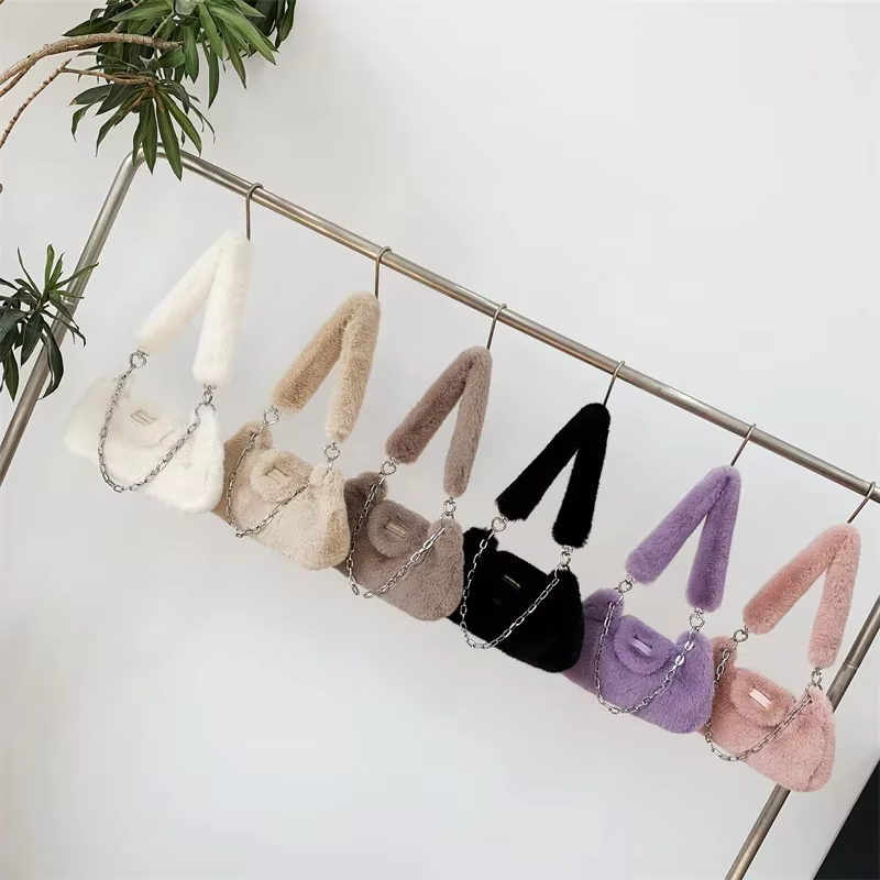 Sac à Main en Fausse Fourrure pour Femme