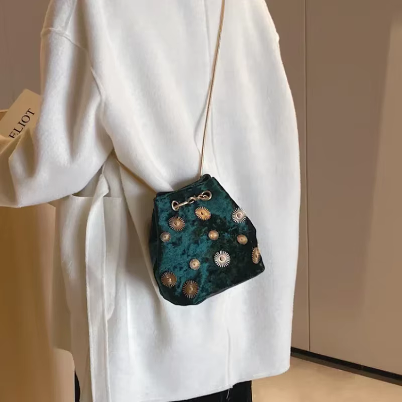 JOinitiated-Sac à main élégant en velours pour femme
