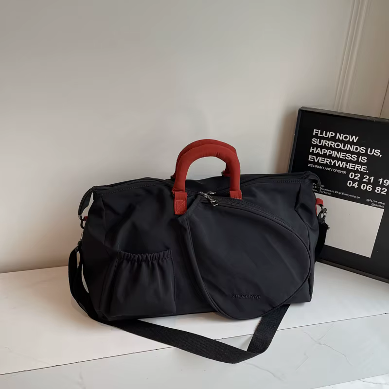 Sac de sport 36-55L pour raquettes de badminton et de tennis, sac de fitness pour femme avec séparation humide/sèche, sac de voyage à main, bandoulière et épaule unique