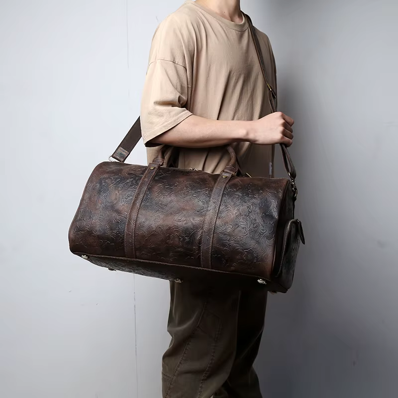 Baotou-Fourre-tout en cuir gaufré vintage