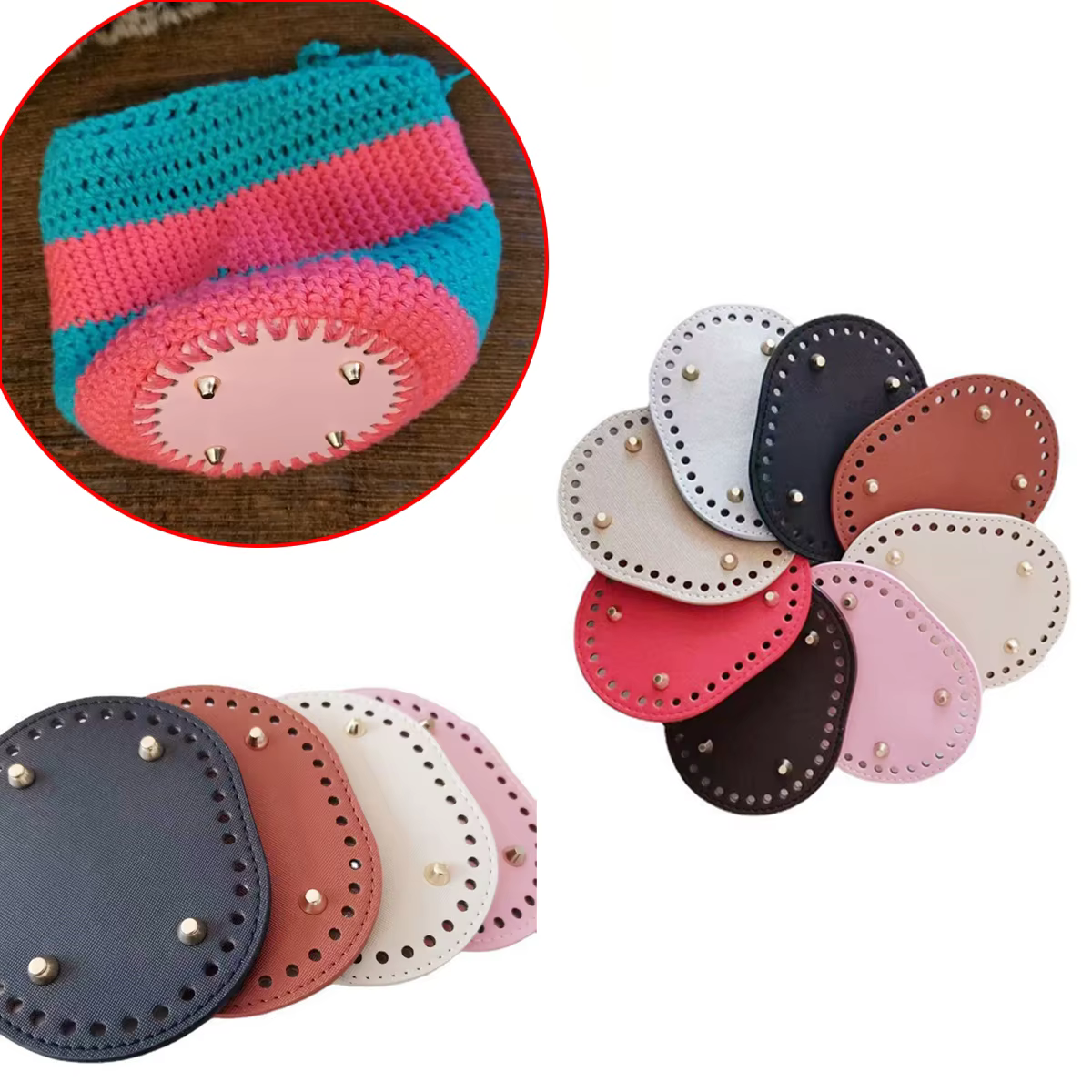 Fond de sac tricoté ovale