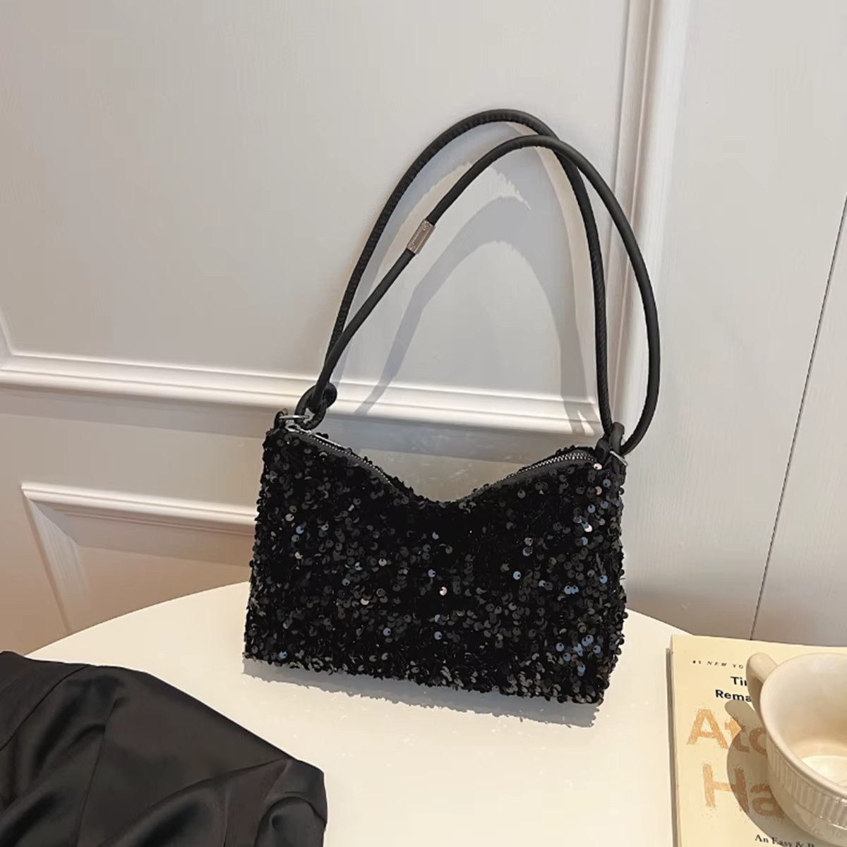 Sac bandoulière chic et décontracté 2026 INS Black Spice Glitter