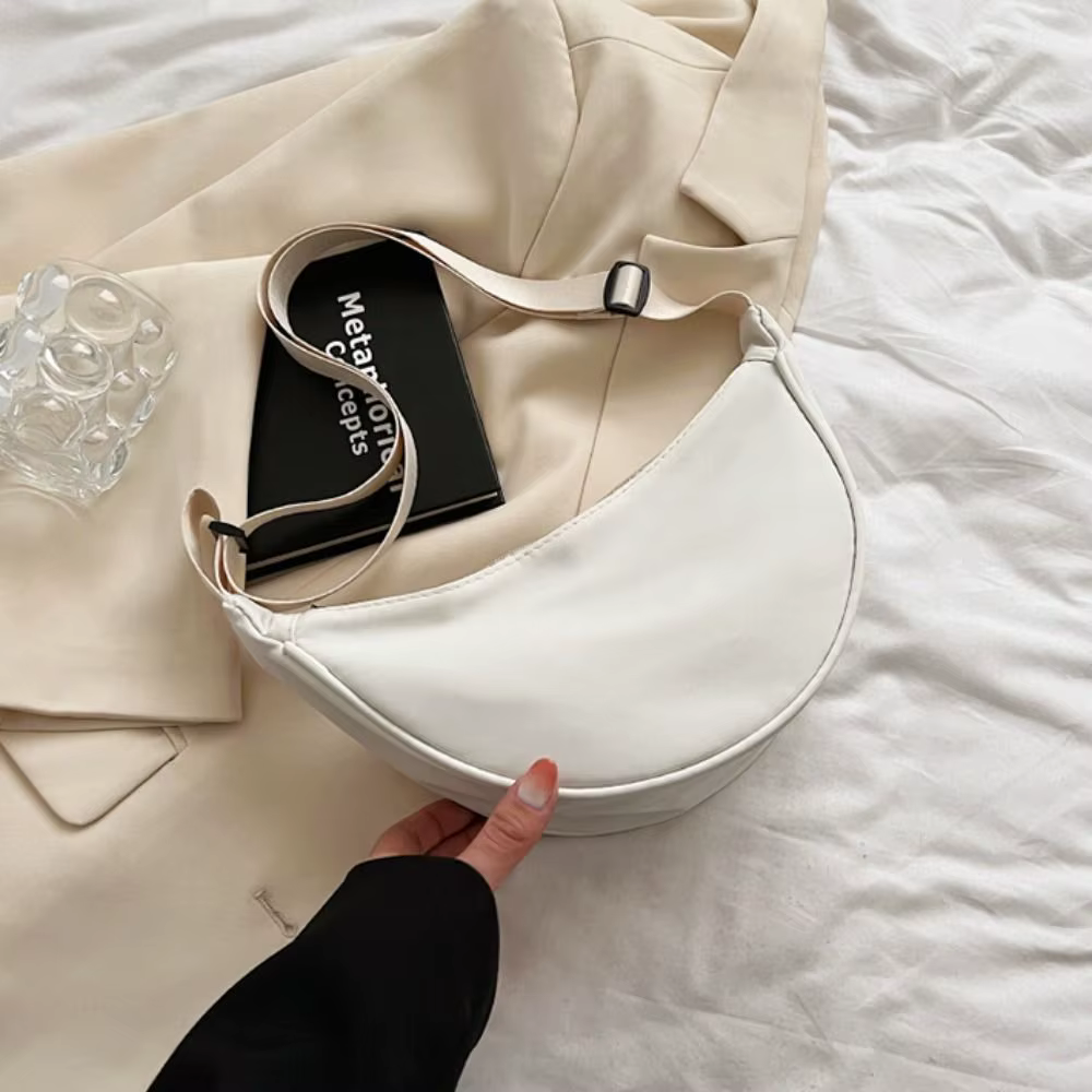 Sac à Bandoulière en Nylon en Forme de Demi-Lune