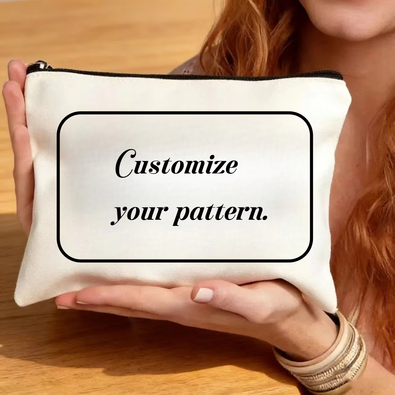 1 pièce, sac à maquillage personnalisé en toile avec photo