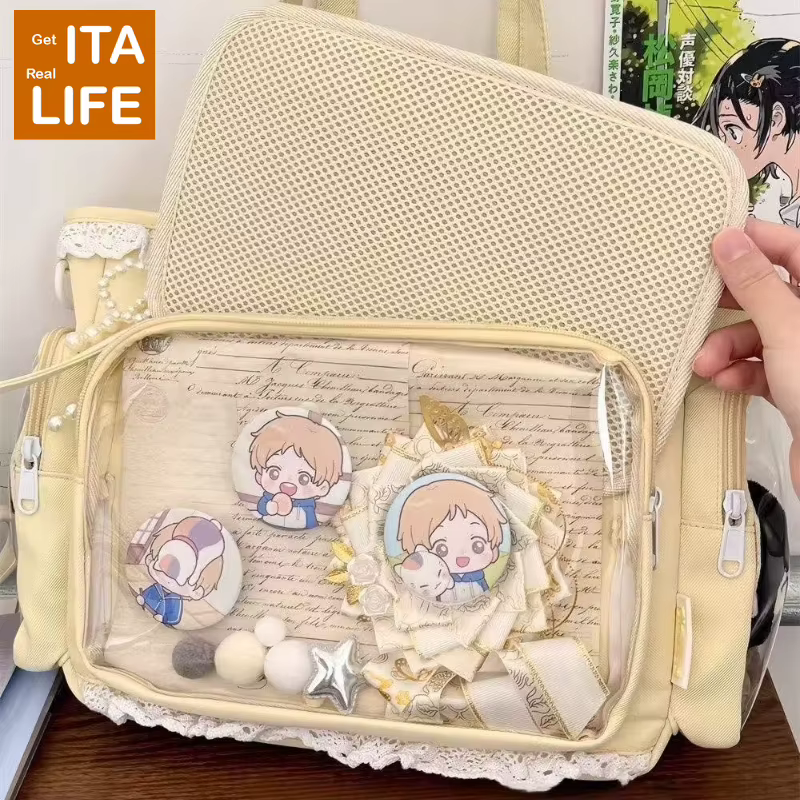 Italife nouvelles femmes mignon dentelle Ita sac avec perle arc fille Kawaii Itabag avec insérer pour épingle affichage
