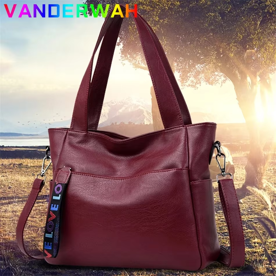 Sac fourre-tout en cuir véritable pour femme