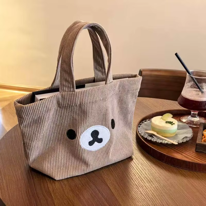 Sac portable japonais Rilakkuma en velours côtelé