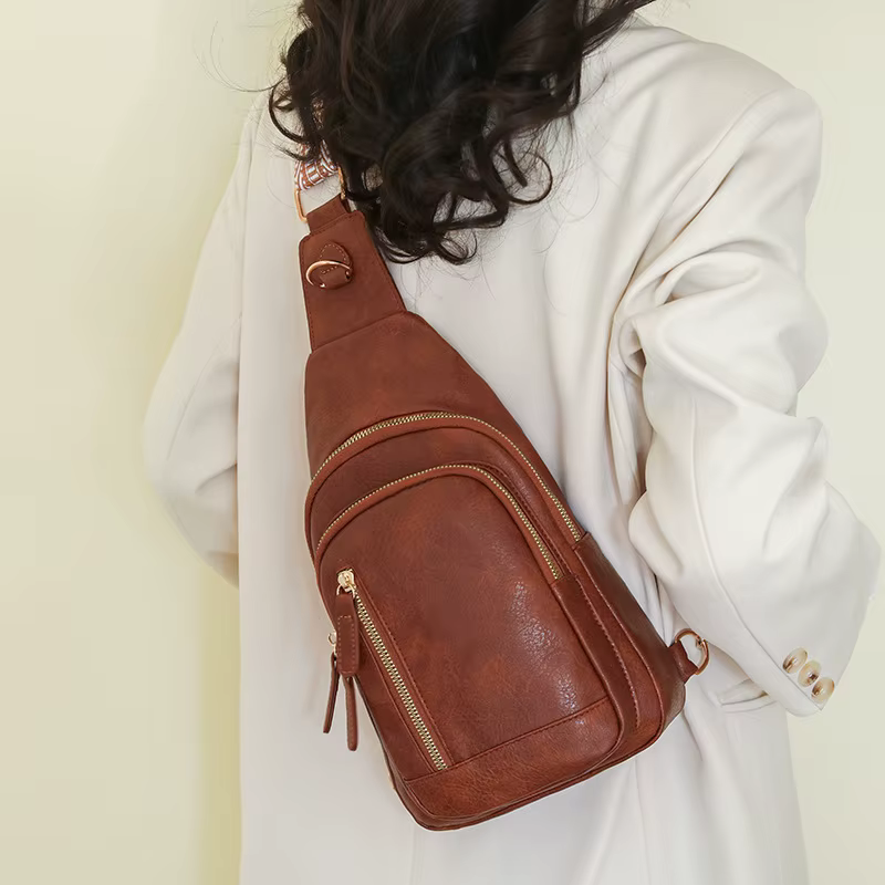 Sac de poitrine en cuir PU souple pour femme