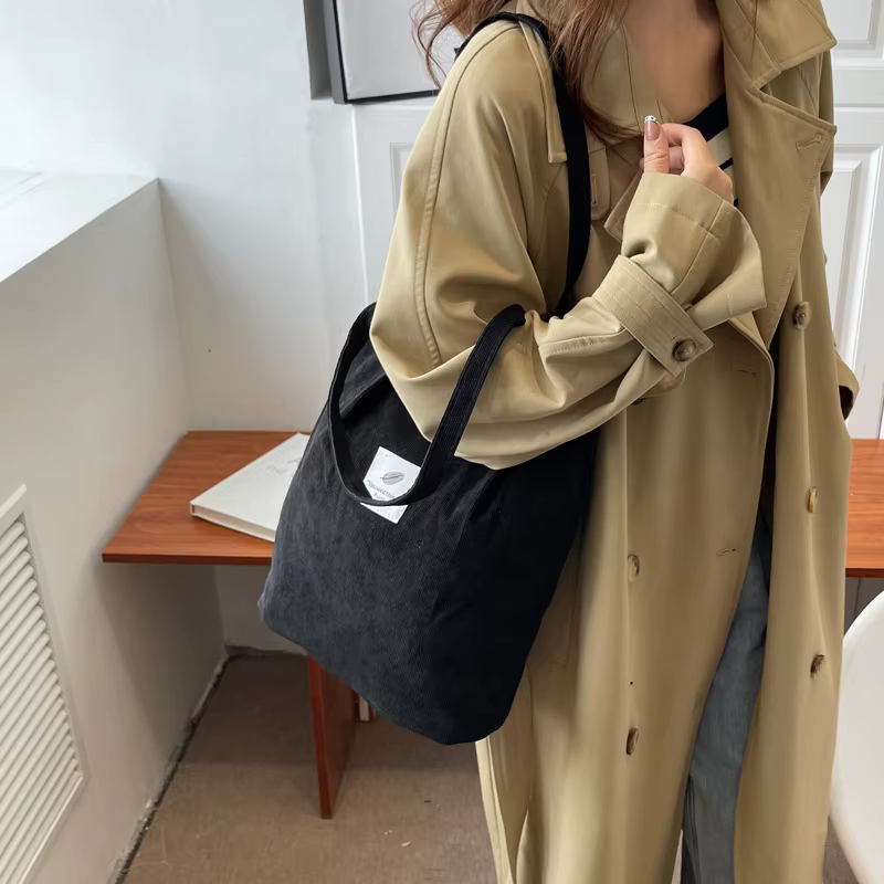 Sac à Main en Velours Côtelé pour Femme