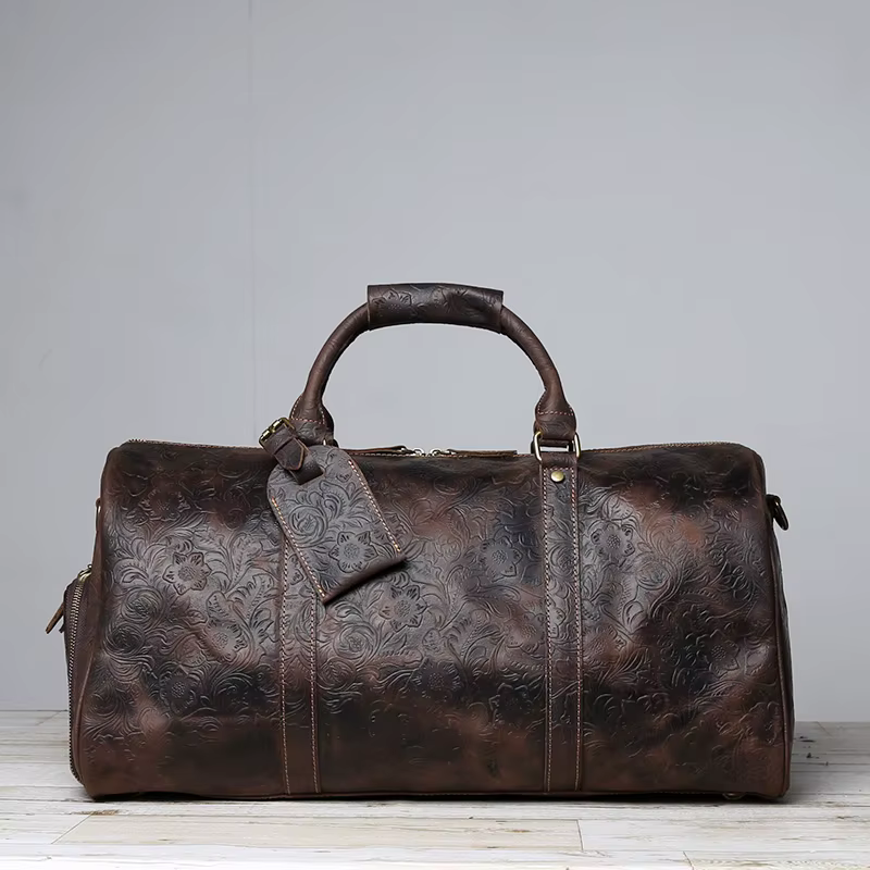 Baotou-Fourre-tout en cuir gaufré vintage