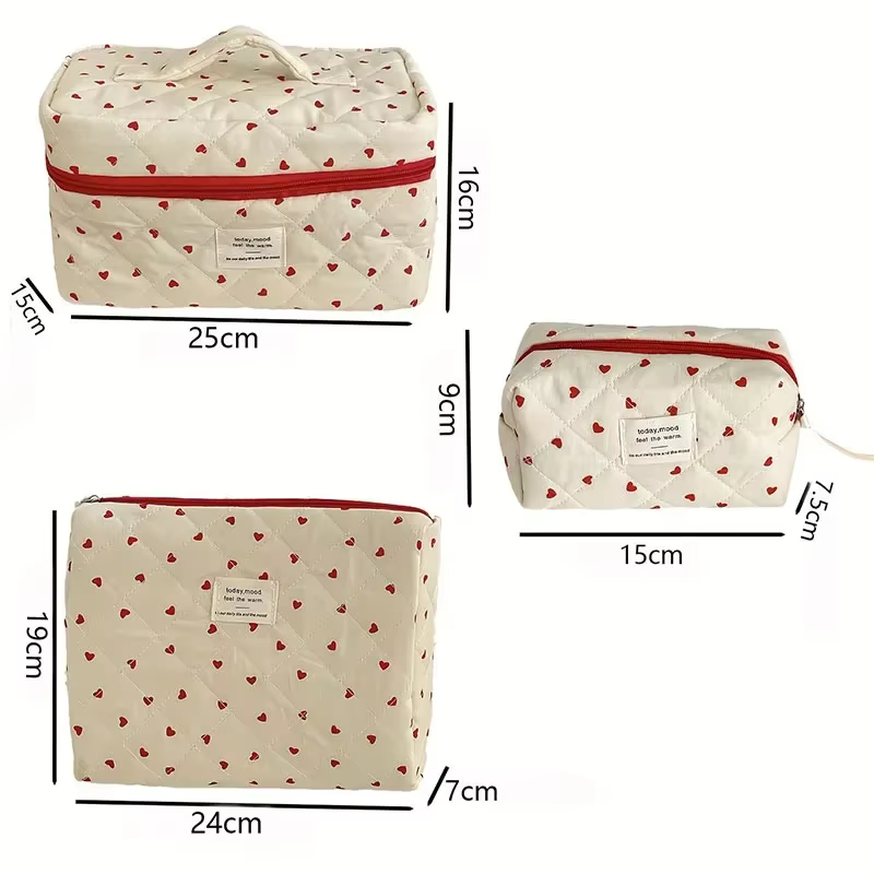 Sac de maquillage matelassé à fermeture éclair pour femmes