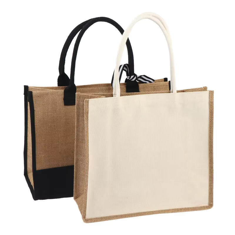 Sacs de courses en jute portables et réutilisables