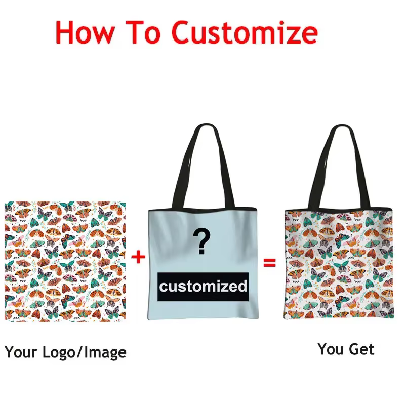 Personnalisez votre Logo/nom/image sac à provisions femmes fourre-tout sacs décontracté femme sac à bandoulière