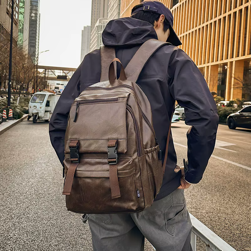 Sac à dos pour hommes mode cuir Pu étanche homme pochette d'ordinateur sacs à dos coréens grand sac d'école mâle sac à dos étudiant Pc sac à dos