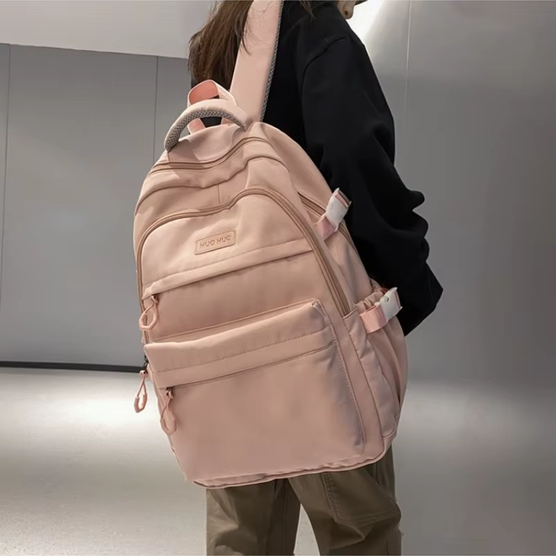 Sac à dos de couleur unie de grande capacité pour lycéens