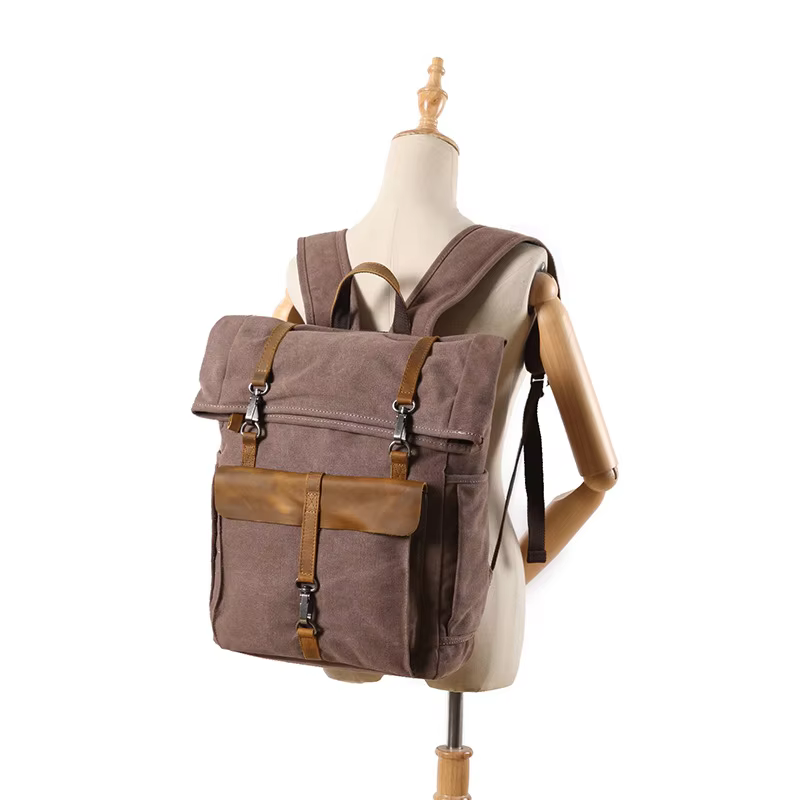 Sac à dos en toile de style vintage pour hommes et femmes avec bretelles réglables et compartiments spacieux