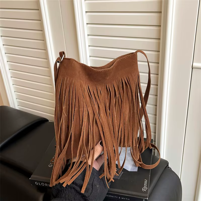 Nouveau sac bandoulière style bohème à franges