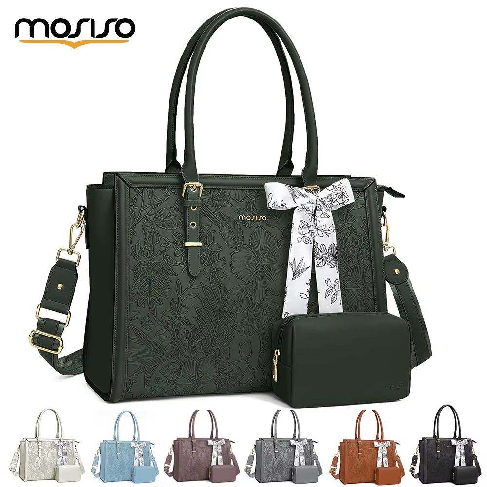 MOSISO sacs fourre-tout 15.6 17.3 pouces pour grande capacité étanche en cuir PU pour femmes sac d'affaires bureau Design dames mode