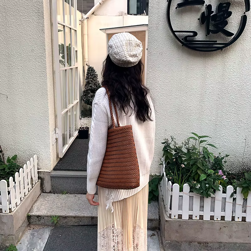 Sac en cuir tissé de Style français pour femmes