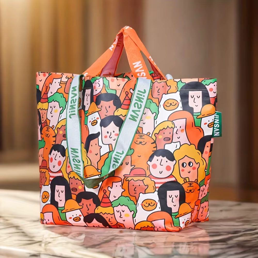 Grand sac de courses à thème dessin animé – Fabriqué en matériau PP épais