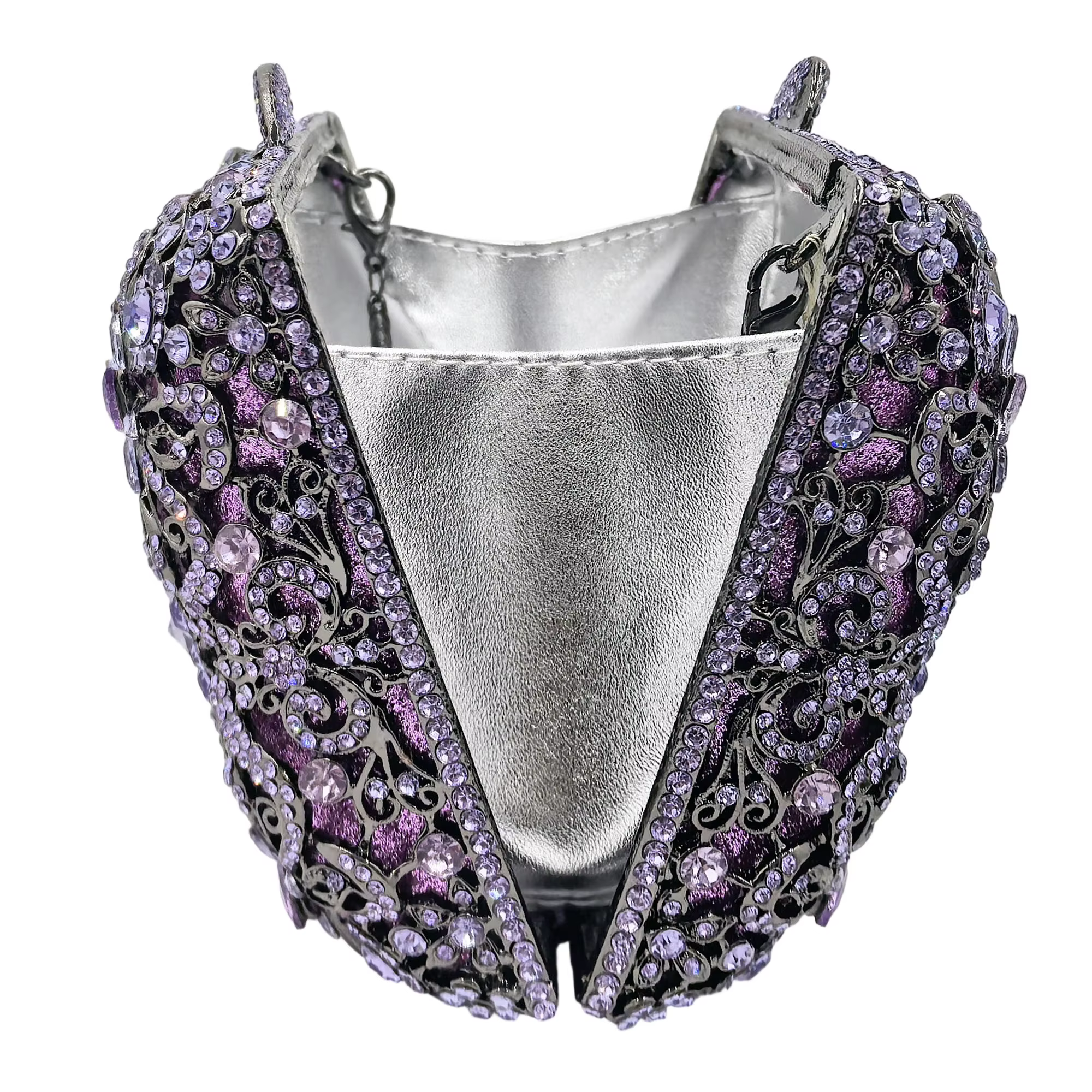 Boutique de FGG : Sacs à main de soirée lilas en strass pour femmes
