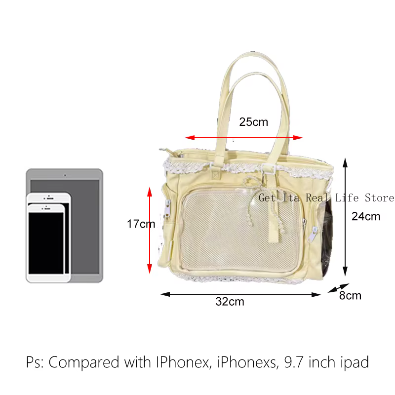 Italife nouvelles femmes mignon dentelle Ita sac avec perle arc fille Kawaii Itabag avec insérer pour épingle affichage