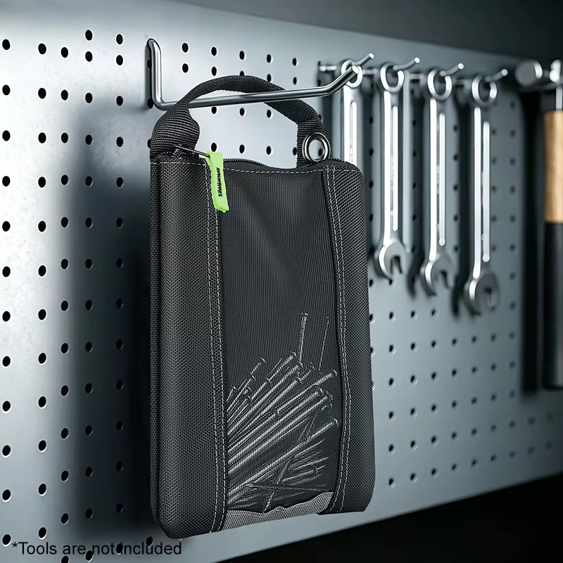 Jakah Lot de 2 pochettes à outils avec fermeture éclair, fenêtre en maille et œillets de suspension JK-211