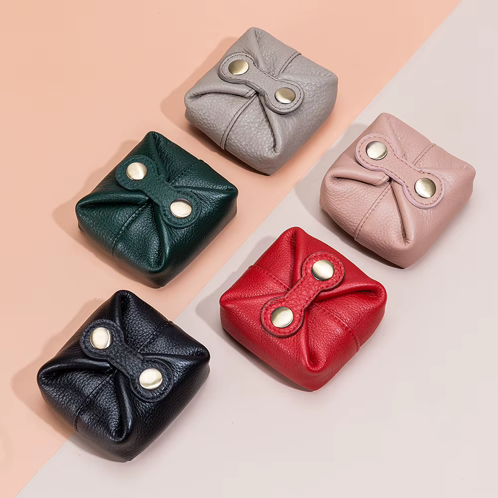 Sac à cosmétiques en cuir véritable pour femmes, pochette de maquillage mignonne, petite boîte à clés pour écouteurs, étui de rangement pour rouge à lèvres, Mini porte-monnaie à la mode