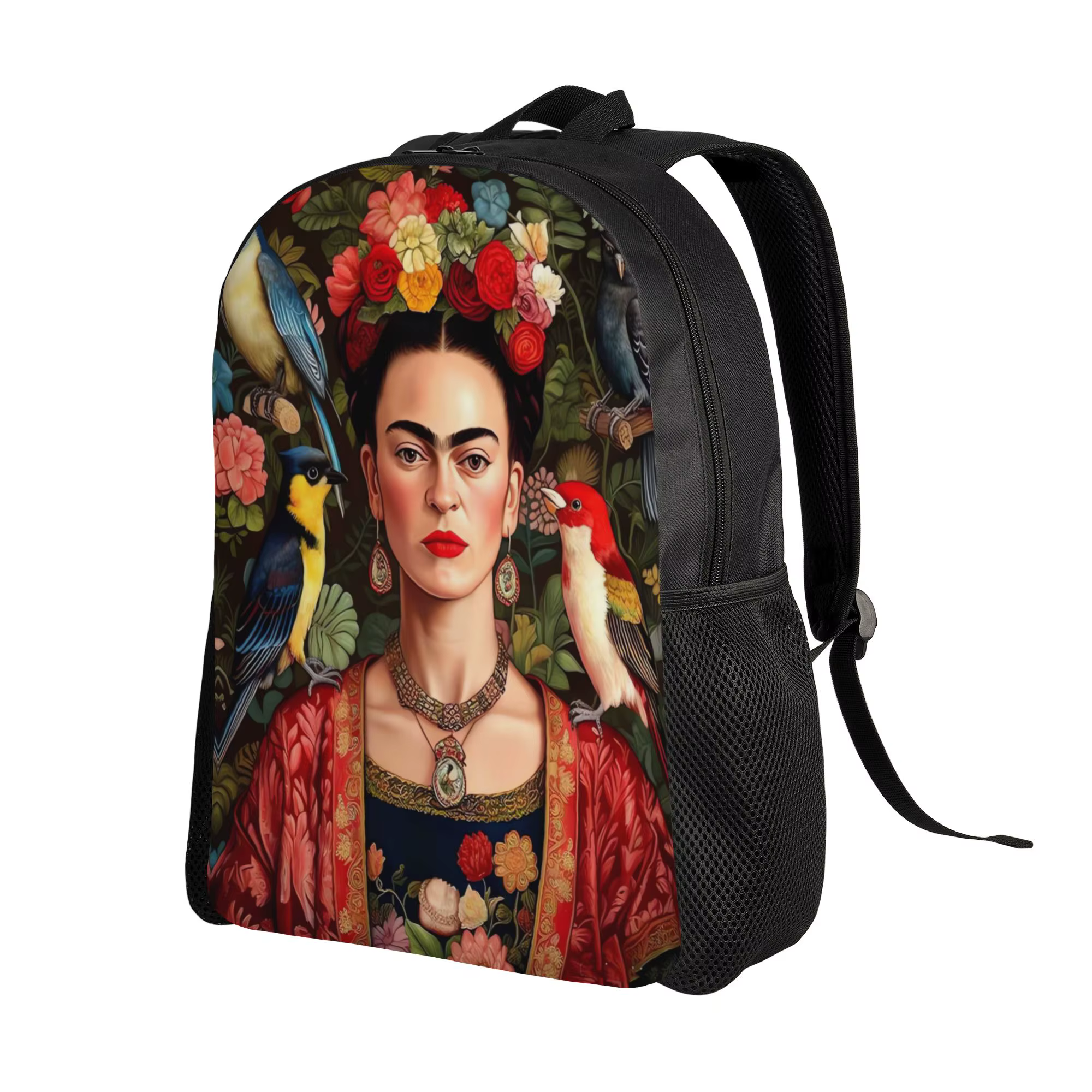 Sac à dos esthétique à imprimé floral F-Frida K-Kahlo