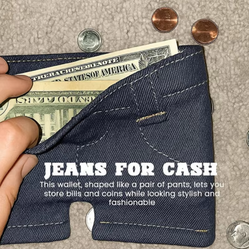 Portefeuille pliable de poche en jean