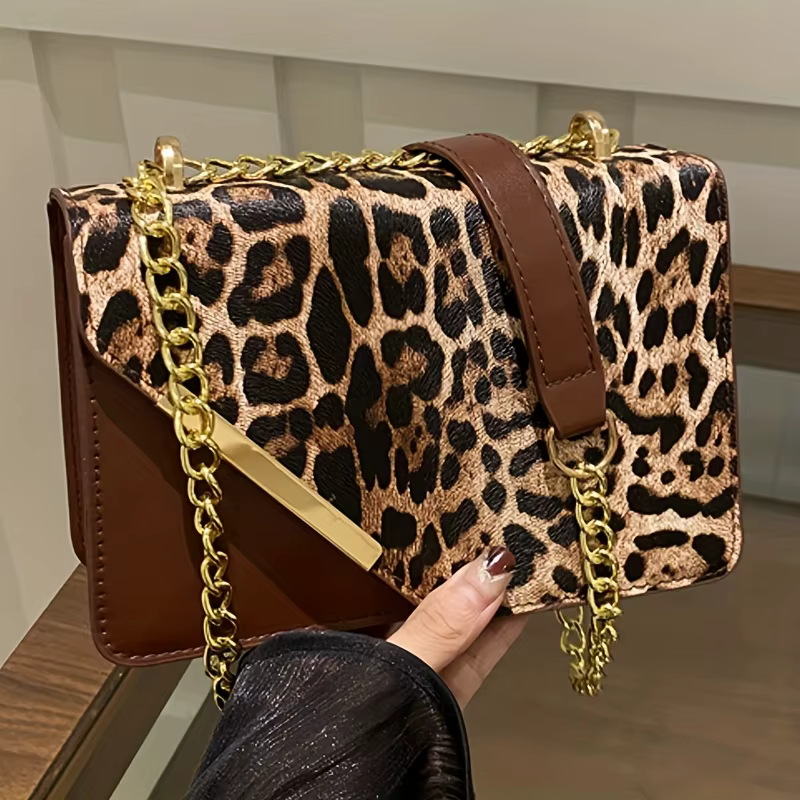 Sac à bandoulière pour femme à imprimé léopard