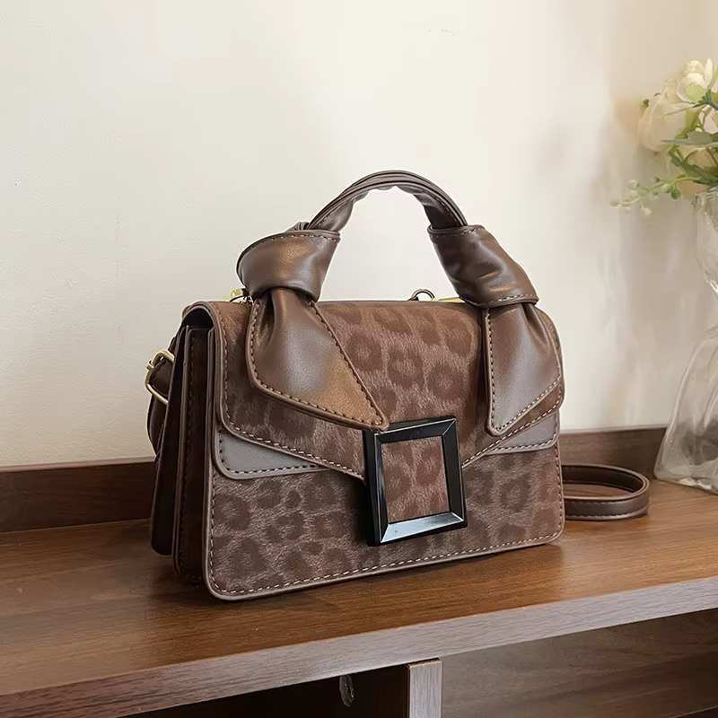 Petit sac carré Vintage imprimé léopard