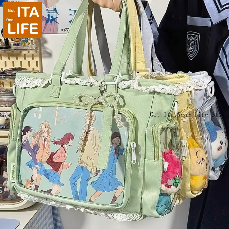 Italife nouvelles femmes mignon dentelle Ita sac avec perle arc fille Kawaii Itabag avec insérer pour épingle affichage