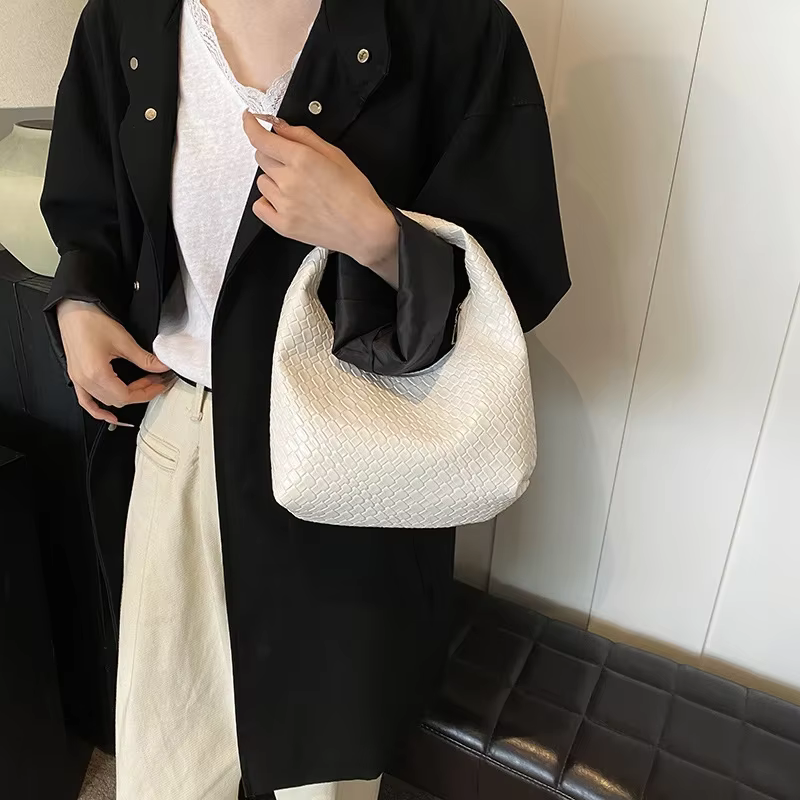 Sac à main Hobo classique pour femme 2026 en cuir PU souple tressé et gaufré
