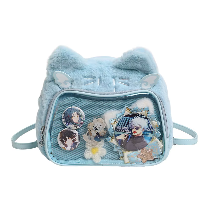 Doux mignon chat rose Mini sac à dos femmes Harajuku esthétique en peluche