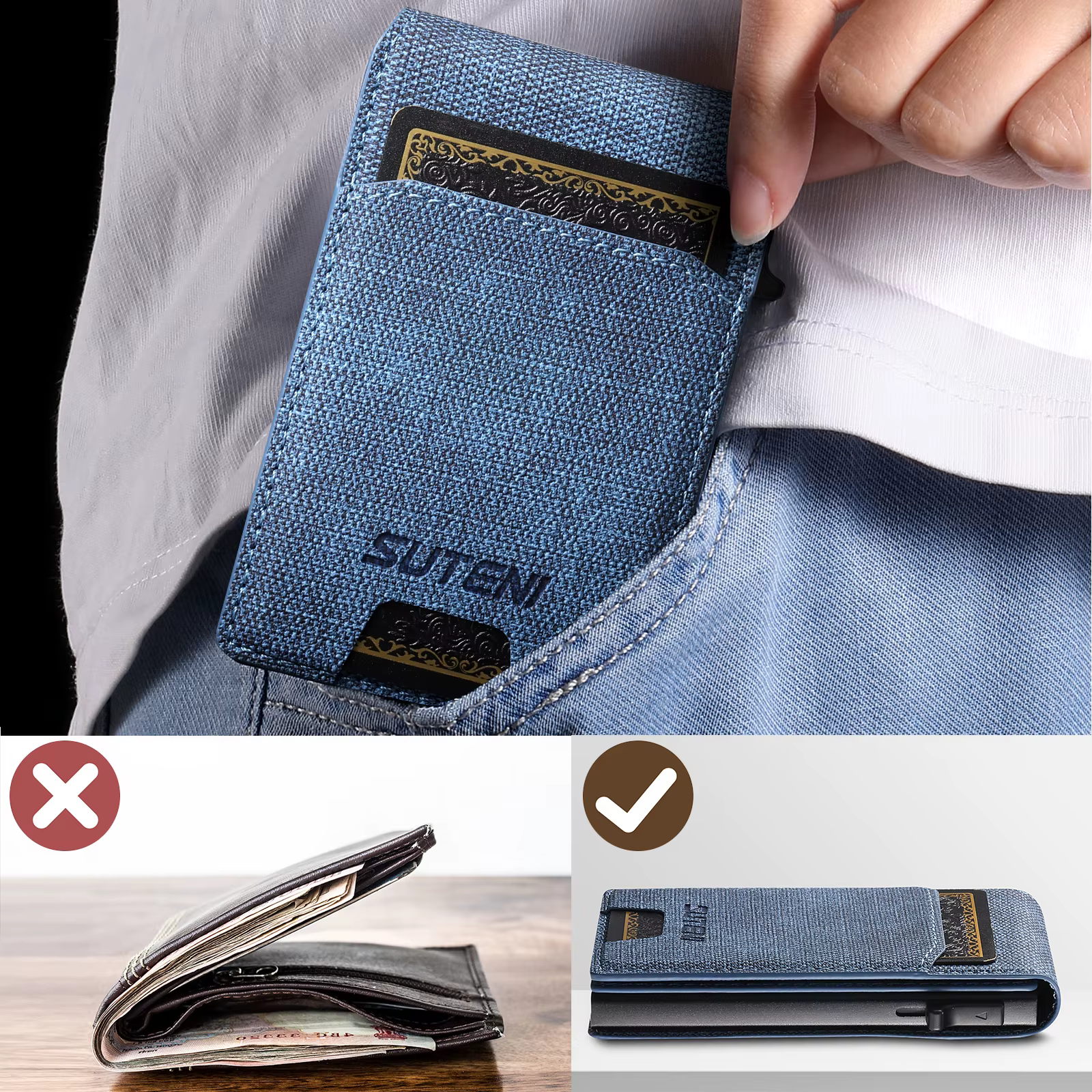Porte-cartes en cuir PU de haute qualité