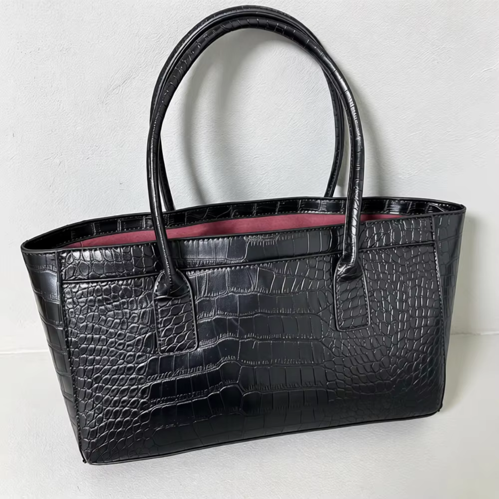 Sac à main à poignée supérieure en cuir gaufré effet crocodile