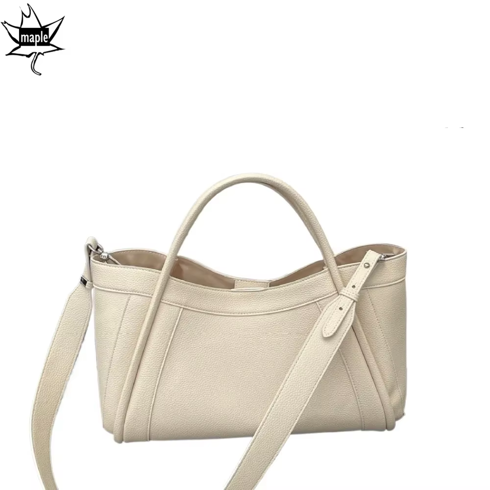 Sac à Main en Cuir de Vache Fendu Beige pour Femme