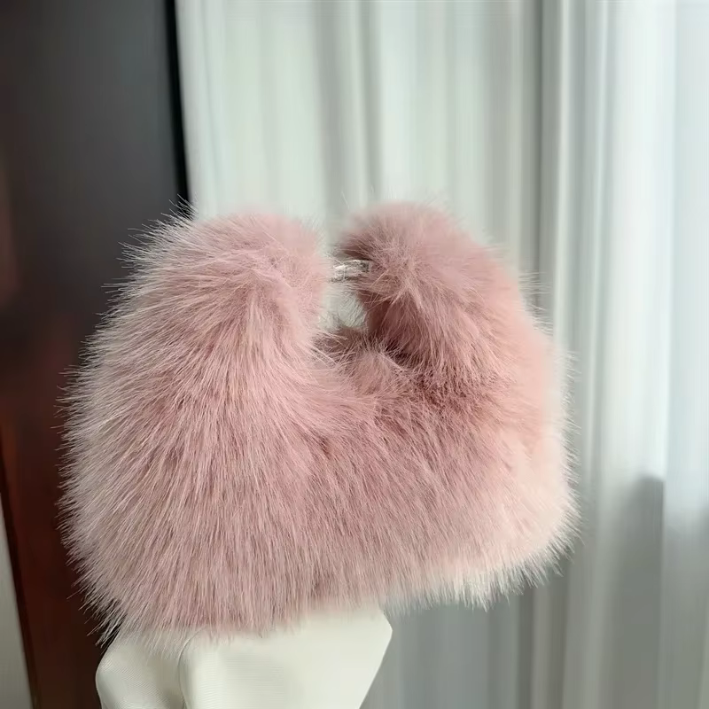 Sacs à bandoulière de luxe en fausse fourrure pour femmes