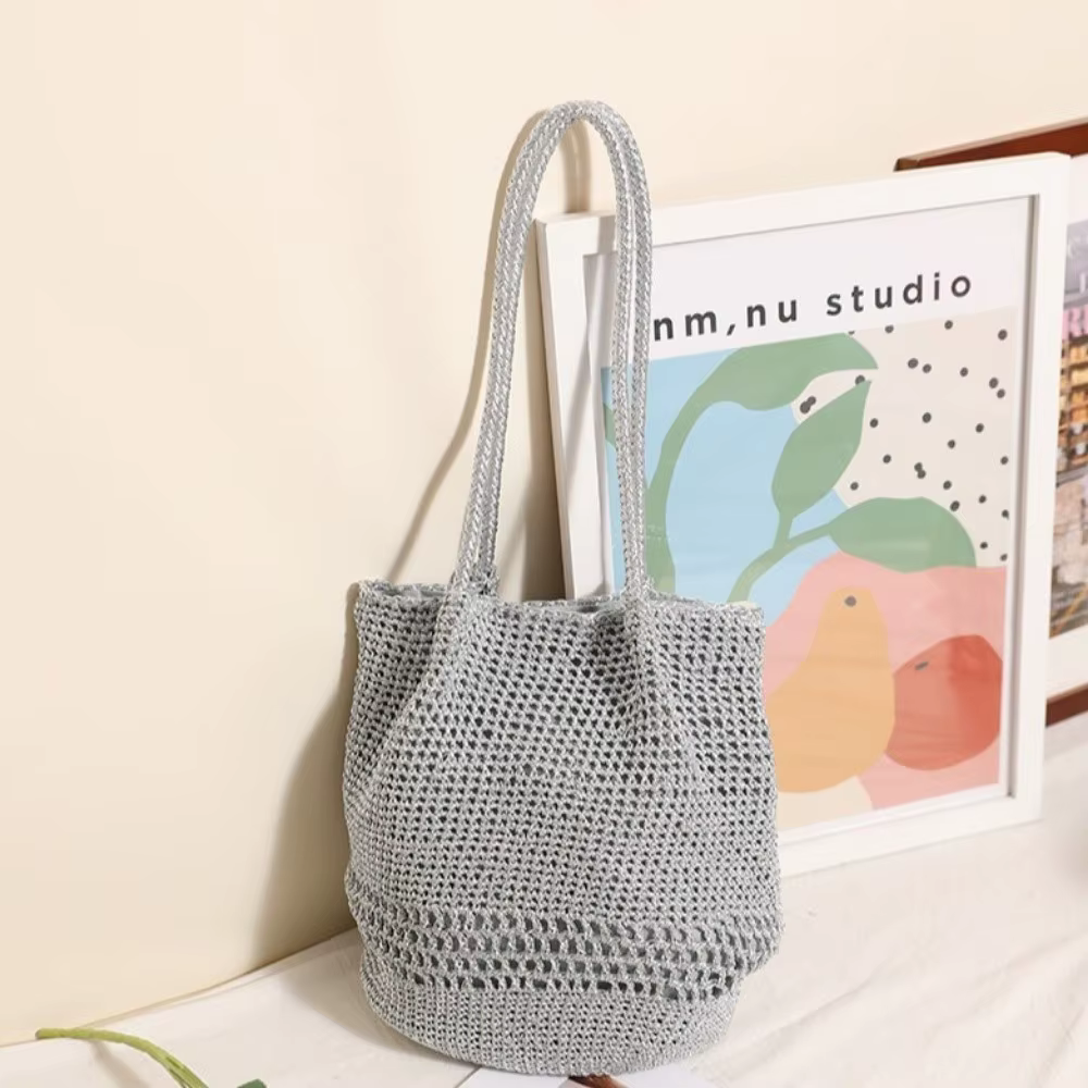 Nouveau sac seau bohème tissé à la main
