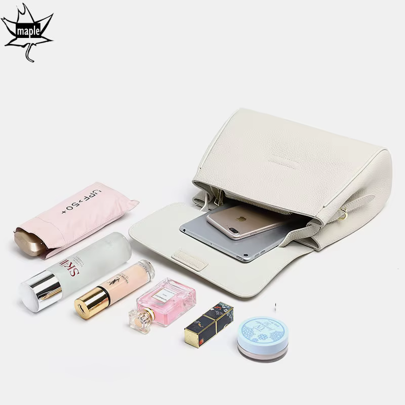 Sac messager beige blanc à 2 sangles pour femme