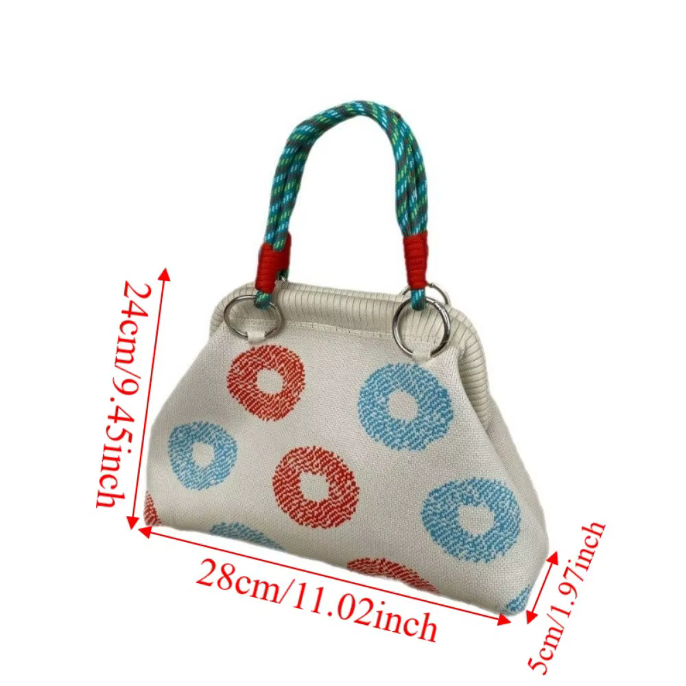 Sac à main à poignée tissée imprimé coloré en tissu tricoté