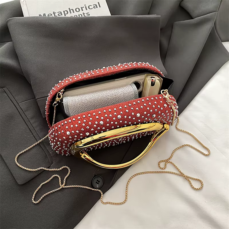 Pochette de soirée de mariage rouge pour femmes