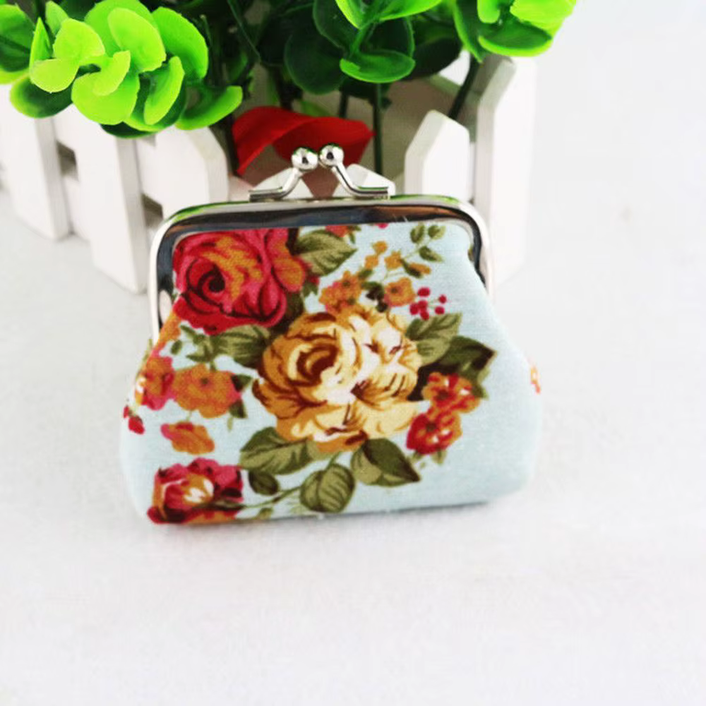 Floral femmes Vintage fleur rétro Mini petit portefeuille pochette porte-monnaie porte-carte de crédit
