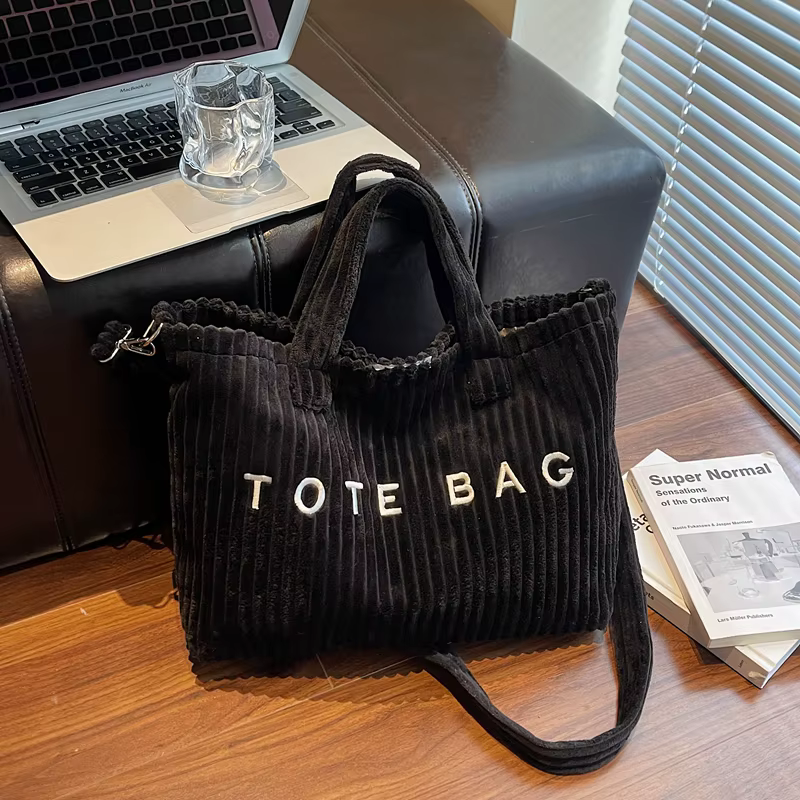 Sac fourre-tout en velours côtelé pour femmes