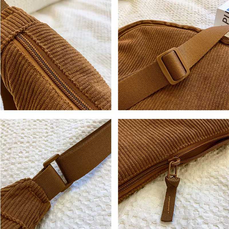 Sac à bandoulière Hobos en velours côtelé pour femmes