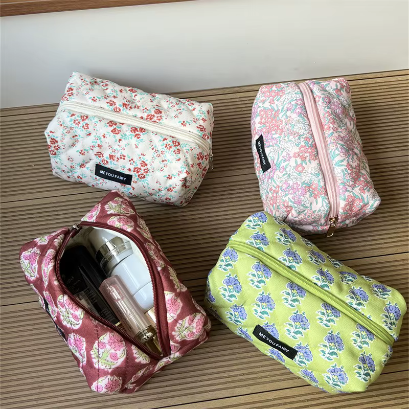 2025 Vintage Floral vanité étui doux Jacquard maquillage pochette femmes fermeture éclair