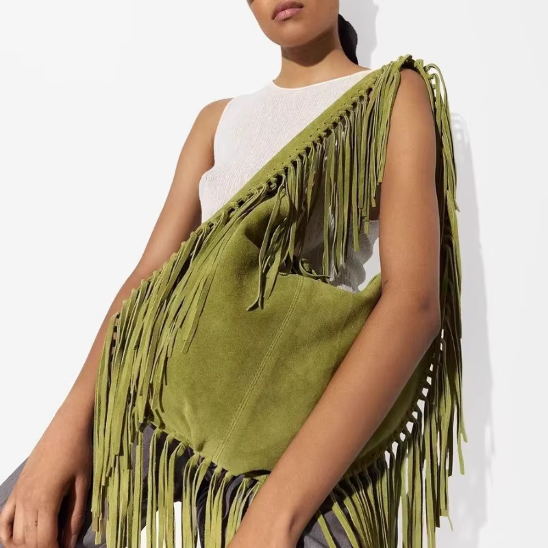 ChimTassel-Sac fourre-tout en daim marron à bandoulière